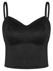 Guess Top W6RH03 WJ472 Czarny Slim Fit. Czarne topy damskie Guess, xxl, z aplikacjami, z syntetyku, bez kołnierzyka. Za 299.99 zł.