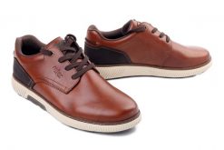Rieker B3313-24 brown, półbuty męskie. Brązowe półbuty męskie Rieker, ze skóry, bez zapięcia. Za 439.90 zł.