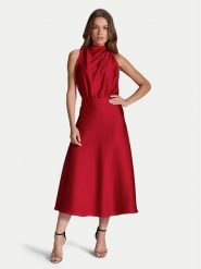 Swing Sukienka koktajlowa 5AI13700 Czerwony Regular Fit. Czerwone sukienki damskie Swing, bez wzorów, z syntetyku, wizytowe, bez kołnierzyka, bez ramiączek. Za 519.99 zł.