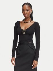 Elisabetta Franchi Bluzka MD-005-67E2-V280 Czarny Slim Fit. Czarne bluzki damskie Elisabetta Franchi, bez wzorów, bez kołnierzyka, bez ramiączek. Za 1,199.00 zł.