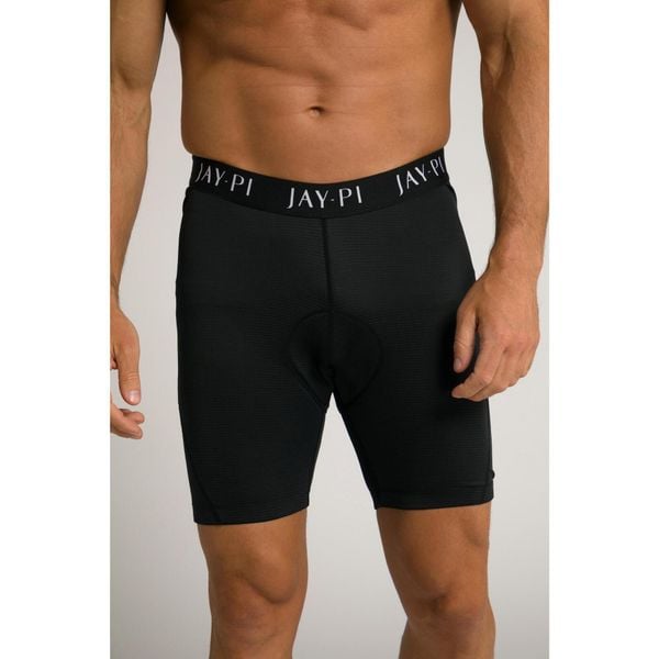 Męskie Bokserki rowerowe paski wyściełanie na pośladkach. Czarne bokserki męskie JAY-PI, bez wzorów, z elastanu. W wyprzedaży za 191.99 zł.