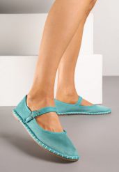 Zielone Balerinki Espadryle z Przeszyciami i Paskiem Firionea. Zielone baleriny damskie Renee, bez wzorów, bez obcasa. Za 44.99 zł.