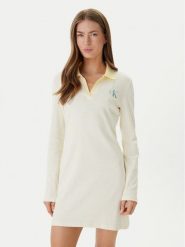 Calvin Klein Jeans Sukienka codzienna Monologo LV047F839G Żółty Regular Fit. Żółte sukienki damskie Calvin Klein Jeans, na co dzień, l, bez wzorów, z bawełny, bez kołnierzyka, bez ramiączek, proste. Za 369.99 zł.