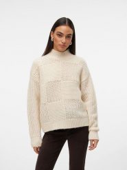 Vero Moda Sweter w kolorze kremowym rozmiar: XL. Brązowe golfy damskie Vero Moda, xl, bez wzorów, bez ramiączek. Za 103.45 zł.