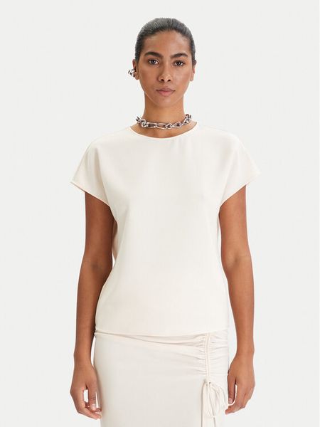 Patrizia Pepe Bluzka 8C0848/A701-W409 Écru Regular Fit. Bluzki damskie Patrizia Pepe, bez wzorów, z syntetyku, bez kołnierzyka, bez ramiączek. Za 739.99 zł.