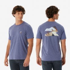 Koszula turystyczna męska z krótkim rękawem Quechua NH100. Fioletowe koszule męskie QUECHUA, l, bez wzorów, z bawełny, bez kołnierzyka, bez ramiączek. Za 44.99 zł.