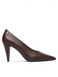 Tommy Hilfiger Czółenka Th Smooth Leather Pump FW0FW08960 Brązowy. Brązowe czółenka damskie Tommy Hilfiger, bez wzorów, ze skóry, bez obcasa. Za 569.99 zł.