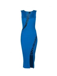 Pinko Sukienka "Cerie" | 100632 A0EV | Kobieta | Niebieski. Niebieskie sukienki damskie Pinko, na imprezę, na lato, s, bez wzorów, z materiału, eleganckie, bez kołnierzyka, bez ramiączek, maxi, dopasowane. W wyprzedaży za 399.00 zł.