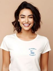 WOOOP Koszulka "Eat spaghetti to forgetti" w kolorze białym rozmiar: L. Białe bluzki damskie Wooop, l, bez wzorów, z bawełny, bez kołnierzyka, bez ramiączek. Za 78.47 zł.