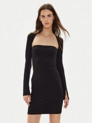 Gina Tricot Sukienka codzienna 23511 Czarny Slim Fit. Czarne sukienki damskie Gina Tricot, na co dzień, l, bez wzorów, z wiskozy, bez kołnierzyka, bez ramiączek, proste. Za 119.99 zł.