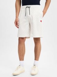 GUESS Bermudy Mężczyźni Bawełna biały wzorzysty, XXL. Białe szorty męskie Guess, z aplikacjami, z bawełny. Za 329.95 zł.