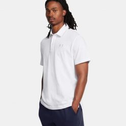 Koszulka polo męska Under Armour UA Icon. Białe koszulki polo męskie Under Armour, l, bez wzorów, bez ramiączek. Za 149.99 zł.