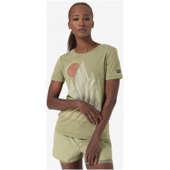 Koszulka z krótkim rękawem damska SUPER.NATURAL Etretat Cliffs Tee. Zielone bluzki sportowe damskie Super.natural, bez wzorów, bez ramiączek. Za 379.99 zł.