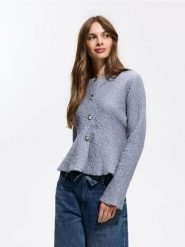 Sweter z ozdobnymi guzikami - szary. Szare swetry klasyczne damskie Reserved, l, z dzianiny, bez kołnierzyka. Za 159.99 zł.