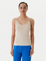 Morgan Top 251-DIDONI Beżowy Slim Fit. Brązowe topy damskie Morgan, s, bez wzorów, z wiskozy, bez kołnierzyka. Za 99.99 zł.