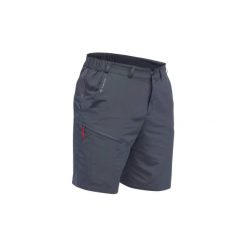 Spodenki turystyczne MH100 męskie. Szare szorty męskie QUECHUA, z elastanu, bez kołnierzyka. Za 39.99 zł.