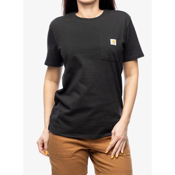 Koszulka bawełniana damska Carhartt Workwear Pocket S/S T-Shirt. Czarne bluzki sportowe damskie Carhartt, s, bez wzorów, z bawełny, bez ramiączek. Za 96.99 zł.