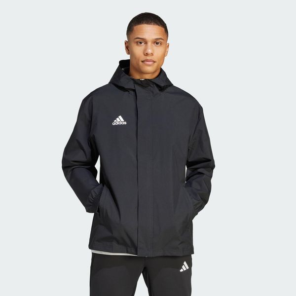 Kurtka piłkarska męska Adidas Entrada 22 All-Weather. Czarne kurtki męskie Adidas, m, bez wzorów, z poliesteru, sportowe, bez kaptura. W wyprzedaży za 175.99 zł.