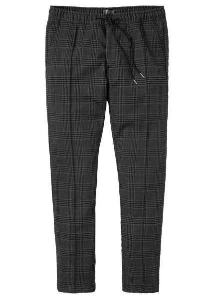Spodnie z wygodnym pasem w talii, regular fit, z materiału o wyglądzie wełny. Szare spodnie materiałowe męskie bonprix, bez wzorów, z wełny. Za 149.99 zł.