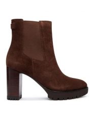 LAUREN RALPH LAUREN Botki Layne 802942566002 Brązowy. Brązowe botki damskie Lauren Ralph Lauren, ze skóry, bez obcasa, na słupku, bez zapięcia. Za 889.99 zł.