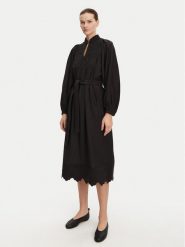 Munthe Sukienka koszulowa Fonxo 251130425130 Czarny Loose Fit. Czarne sukienki damskie Munthe, bez wzorów, z bawełny, bez kołnierzyka, bez ramiączek, koszulowe. Za 989.99 zł.