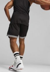 Męskie szorty do koszykówki Hoops Team PUMA Black. Czarne szorty męskie Puma, na wiosnę, bez wzorów, z materiału, klasyczne. Za 129.99 zł.