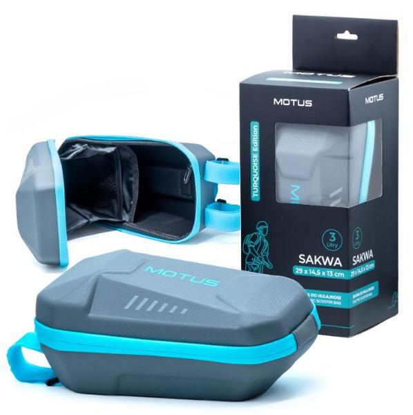 Sakwa na hulajnogę elektryczną Wodoodporna Torba Motus Turquoise Edition 3 L. Niebieskie torebki klasyczne damskie MOTUS, bez wzorów, z materiału, bez dodatków. Za 79.00 zł.