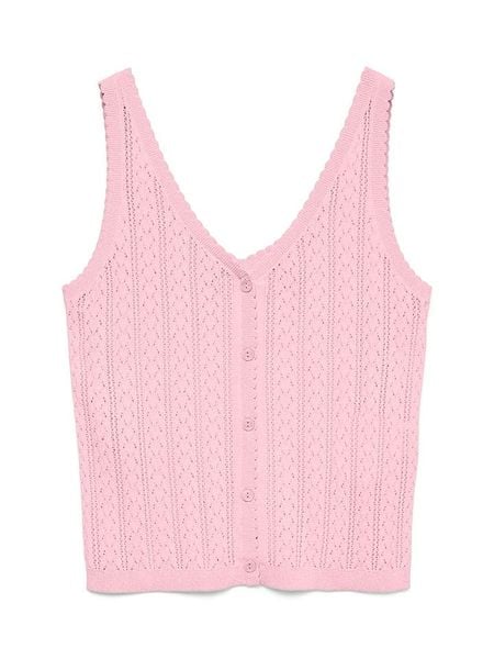 Vero Moda Top dzianinowy w kolorze jasnoróżowym rozmiar: XL. Różowe topy damskie Vero Moda, xl, bez wzorów, z dzianiny, bez kołnierzyka. Za 89.47 zł.