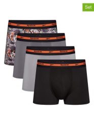 Reebok Bokserki (4 pary) w kolorze czarno-szarym rozmiar: L. Czarne bokserki męskie Reebok, bez wzorów. Za 65.99 zł.