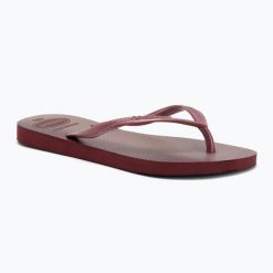 Japonki damskie Havaianas Slim Gloss. Czerwone klapki damskie Havaianas, bez wzorów, bez obcasa. Za 109.99 zł.
