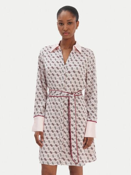 Guess Sukienka koszulowa W6RK90 WF1T2 Różowy Regular Fit. Czerwone sukienki damskie Guess, xxl, z aplikacjami, z syntetyku, bez kołnierzyka, bez ramiączek, koszulowe. Za 619.99 zł.