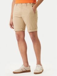Tommy Jeans Szorty materiałowe Scanton DM0DM22852 Beżowy Slim Fit. Brązowe szorty męskie Tommy Jeans, z bawełny, bez kołnierzyka. Za 289.99 zł.