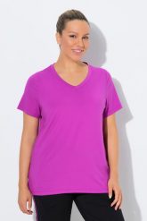 Damskie Bluzka funkcyjna wąska dekolt w szpic rękaw 1/2 z recyklingu. Czerwone bluzki sportowe damskie Ulla Popken, plus size, z elastanu, bez kołnierzyka, bez ramiączek. Za 199.99 zł.
