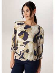 Aniston Bluzka w kolorze beżowo-czarnym rozmiar: 42. Brązowe bluzki damskie Aniston, bez wzorów, bez kołnierzyka, bez ramiączek. Za 173.99 zł.