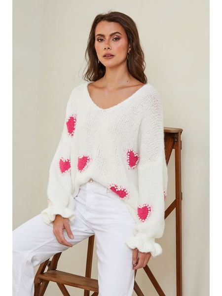 Joséfine Sweter "Kecel" w kolorze białym rozmiar: XL. Białe swetry klasyczne damskie Joséfine, xl, z wełny, bez kołnierzyka. Za 173.99 zł.