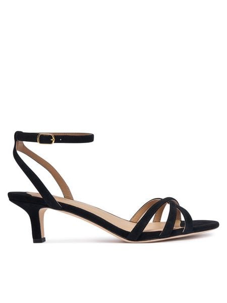 LAUREN RALPH LAUREN Sandały Kendyl Kitten 802P06395008 Czarny. Czarne sandały damskie Lauren Ralph Lauren, bez wzorów, ze skóry, bez obcasa, na szpilce. Za 729.99 zł.