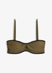 Biustonosz bikini bandeau z haftem. Białe bikini damskie bonprix, bez wzorów. Za 69.99 zł.