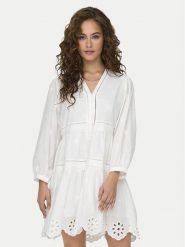 ONLY Sukienka letnia Jada 15318693 Biały Regular Fit. Białe sukienki damskie Only, na lato, xl, bez wzorów, z bawełny, bez kołnierzyka, bez ramiączek. Za 399.99 zł.