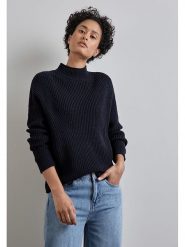 Street One Sweter w kolorze granatowym rozmiar: 34. Niebieskie golfy damskie Street One, bez wzorów, z bawełny, bez ramiączek. Za 131.74 zł.