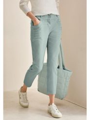 Cecil Spodnie - Slim fit - w kolorze turkusowym rozmiar: W26/L26. Niebieskie spodnie materiałowe damskie Cecil, z aplikacjami, z materiału, klasyczne. Za 92.42 zł.