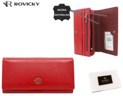 Portfel damski ROVICKY RPX-27A-ML RED czerwony. Czerwone portfele damskie ROVICKY, bez wzorów, ze skóry. Za 64.00 zł.
