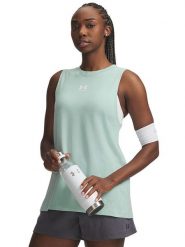 Under Armour Top sportowy "Campus Muscle Tank" w kolorze turkusowym rozmiar: L. Niebieskie topy damskie Under Armour, l, bez wzorów, z materiału, bez kołnierzyka. Za 73.95 zł.