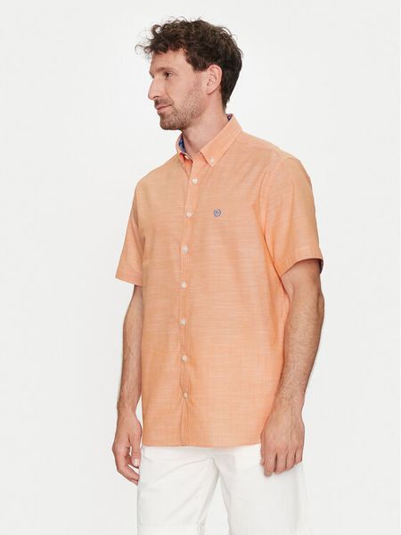 Bugatti Koszula 9450 58334A Pomarańczowy Modern Fit. Brązowe koszule męskie Bugatti, m, bez wzorów, z bawełny, bez kołnierzyka, bez ramiączek. Za 159.99 zł.