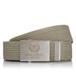Pasek parciany PAOLO PERUZZI PW-06-95 khaki. Brązowe paski męskie Paolo Peruzzi, bez wzorów, z materiału. Za 34.99 zł.