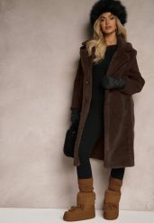 Zielony Płaszcz Futerko z Rękawami z Dzianiny Ravileth. Zielone płaszcze damskie Renee, na jesień, l, bez wzorów, z dzianiny, eleganckie. Za 299.99 zł.