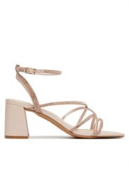 Aldo Sandały Esther 14296044 Beżowy. Brązowe sandały damskie Aldo, bez wzorów, ze skóry, bez obcasa, na słupku. Za 359.99 zł.