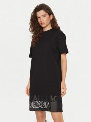 Karl Lagerfeld Jeans Sukienka codzienna A1W13015 Czarny Relaxed Fit. Czarne sukienki damskie Karl Lagerfeld Jeans, na co dzień, m, bez wzorów, z bawełny, bez kołnierzyka, bez ramiączek, proste. Za 309.99 zł.
