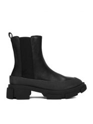 DeeZee Botki 13059-2-BLACK PU Czarny. Czarne botki damskie DeeZee, z materiału, bez obcasa, na płaskiej podeszwie, bez zapięcia. Za 169.99 zł.