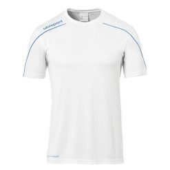 Koszulka sportowa męska Uhlsport Stream 22. Białe t-shirty sportowe męskie UHLSPORT, m, z poliesteru, bez ramiączek, na fitness i siłownię. W wyprzedaży za 66.10 zł.