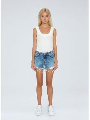 Pepe Jeans Szorty dżinsowe w kolorze niebieskim rozmiar: W29. Niebieskie szorty damskie Pepe Jeans, z aplikacjami, z jeansu, klasyczne. Za 127.35 zł.
